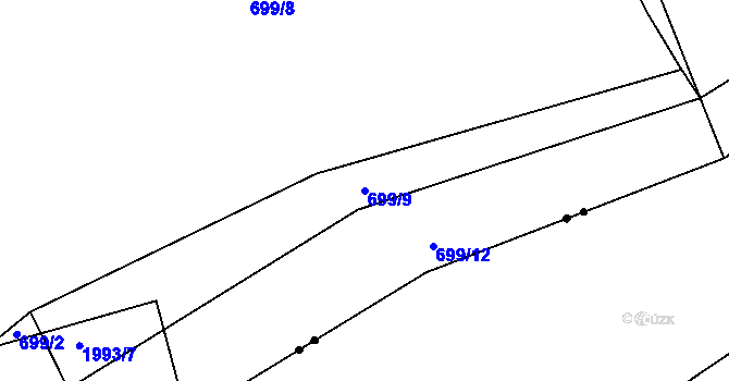 Parcela st. 699/9 v KÚ Sestrouň, Katastrální mapa