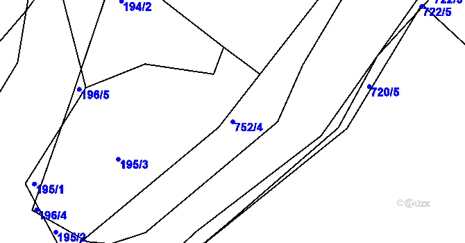 Parcela st. 752/4 v KÚ Sestrouň, Katastrální mapa