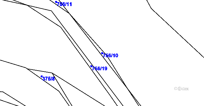 Parcela st. 756/10 v KÚ Sestrouň, Katastrální mapa