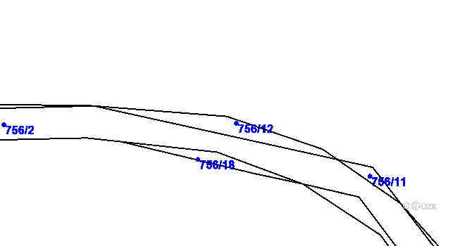 Parcela st. 756/12 v KÚ Sestrouň, Katastrální mapa