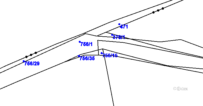 Parcela st. 756/15 v KÚ Sestrouň, Katastrální mapa