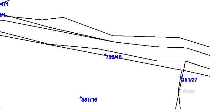 Parcela st. 756/16 v KÚ Sestrouň, Katastrální mapa
