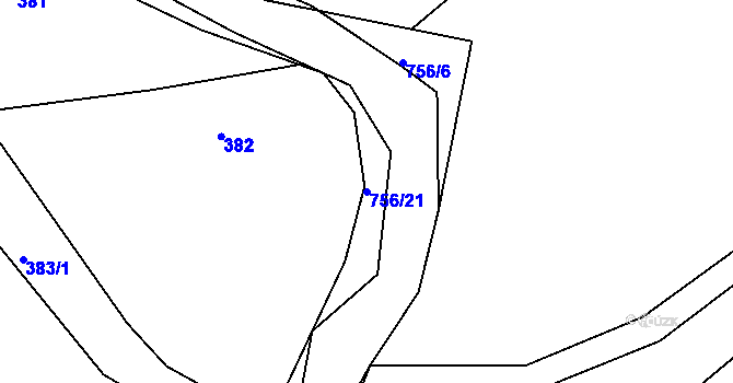 Parcela st. 756/21 v KÚ Sestrouň, Katastrální mapa