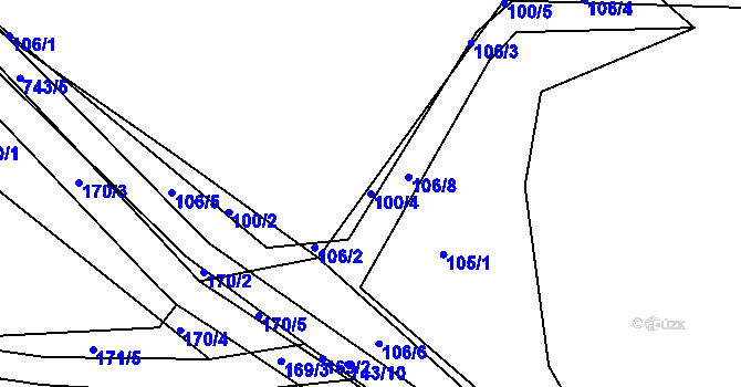 Parcela st. 100/4 v KÚ Sestrouň, Katastrální mapa