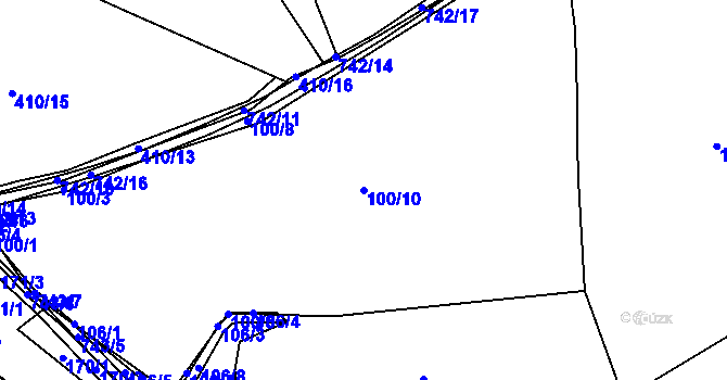 Parcela st. 100/10 v KÚ Sestrouň, Katastrální mapa