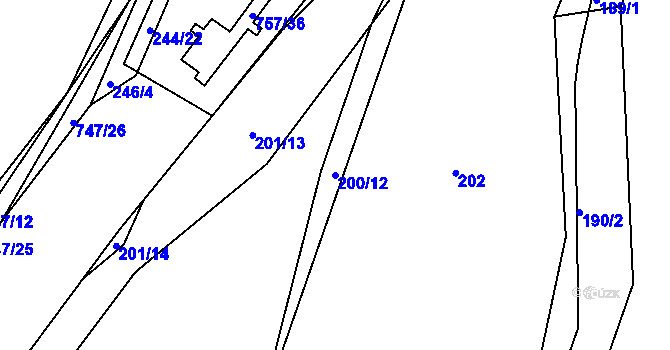 Parcela st. 200/12 v KÚ Sestrouň, Katastrální mapa