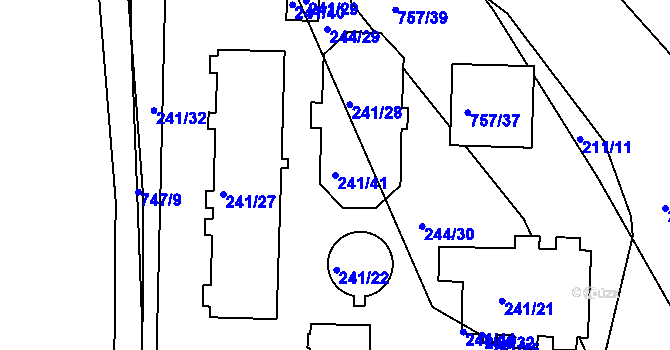 Parcela st. 241/41 v KÚ Sestrouň, Katastrální mapa