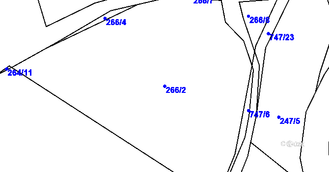 Parcela st. 266/2 v KÚ Sestrouň, Katastrální mapa