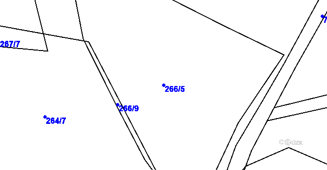 Parcela st. 266/5 v KÚ Sestrouň, Katastrální mapa