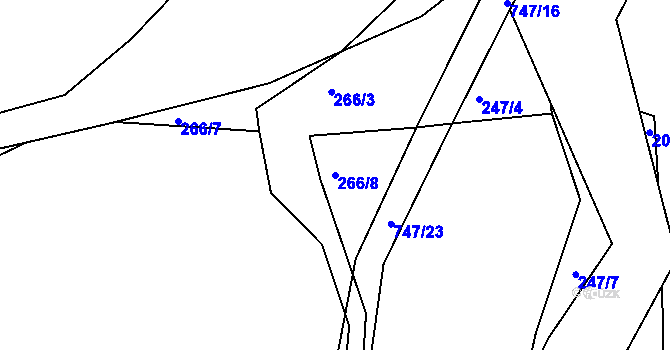 Parcela st. 266/8 v KÚ Sestrouň, Katastrální mapa