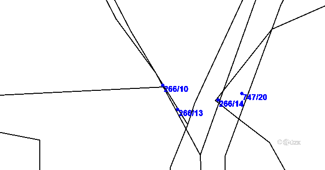 Parcela st. 266/10 v KÚ Sestrouň, Katastrální mapa