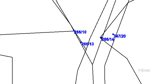 Parcela st. 266/13 v KÚ Sestrouň, Katastrální mapa