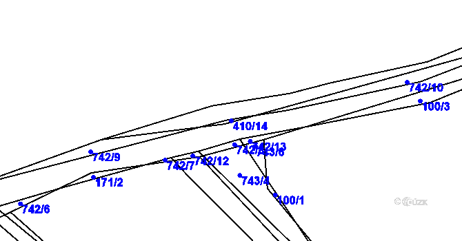 Parcela st. 410/14 v KÚ Sestrouň, Katastrální mapa