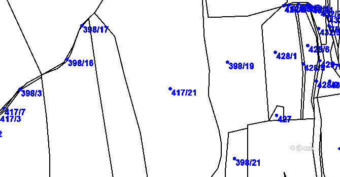 Parcela st. 417/21 v KÚ Sestrouň, Katastrální mapa