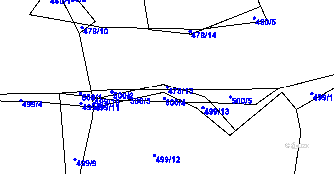 Parcela st. 478/13 v KÚ Sestrouň, Katastrální mapa