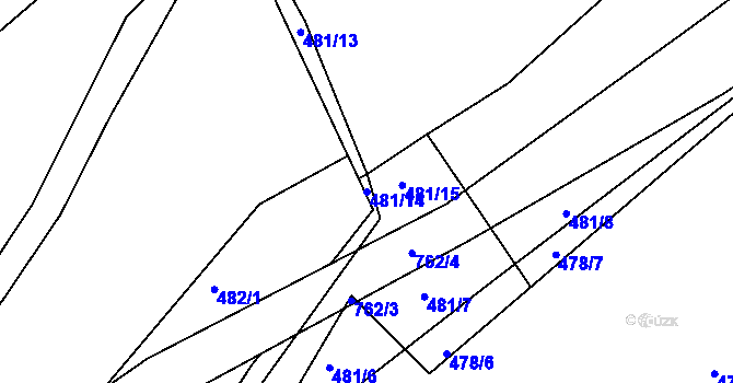 Parcela st. 481/14 v KÚ Sestrouň, Katastrální mapa