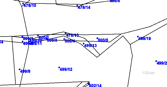 Parcela st. 499/13 v KÚ Sestrouň, Katastrální mapa