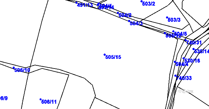 Parcela st. 505/15 v KÚ Sestrouň, Katastrální mapa