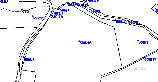 Parcela st. 505/16 v KÚ Sestrouň, Katastrální mapa