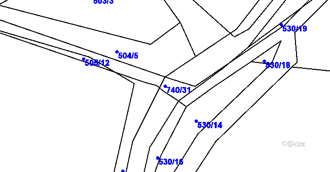 Parcela st. 740/31 v KÚ Sestrouň, Katastrální mapa