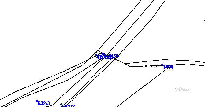 Parcela st. 740/36 v KÚ Sestrouň, Katastrální mapa
