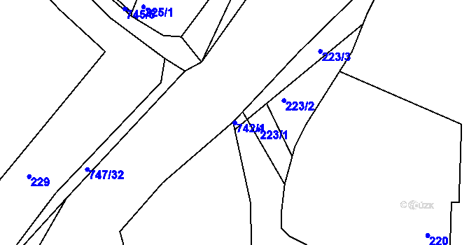 Parcela st. 742/1 v KÚ Sestrouň, Katastrální mapa