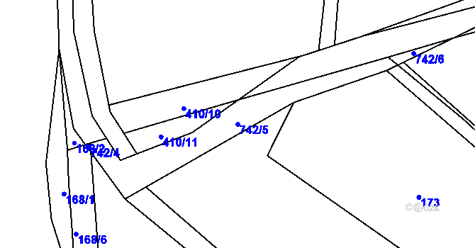Parcela st. 742/5 v KÚ Sestrouň, Katastrální mapa