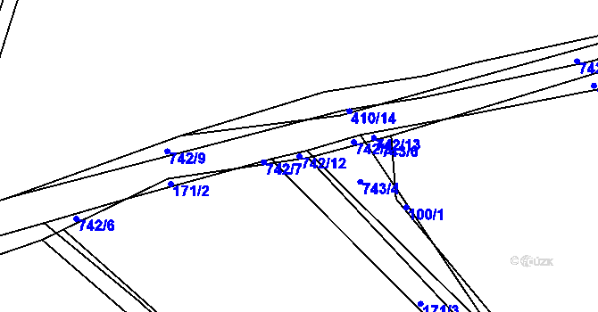 Parcela st. 742/12 v KÚ Sestrouň, Katastrální mapa
