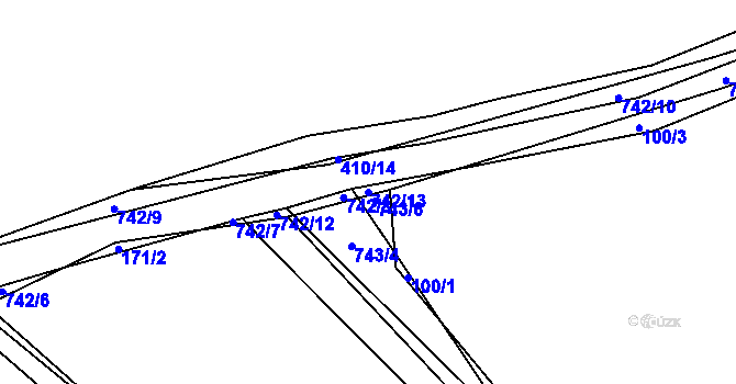 Parcela st. 742/13 v KÚ Sestrouň, Katastrální mapa