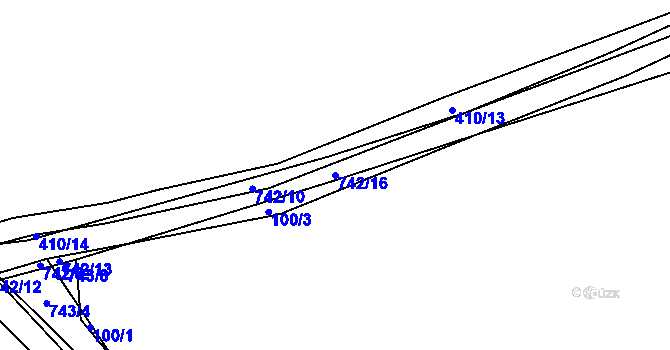 Parcela st. 742/16 v KÚ Sestrouň, Katastrální mapa