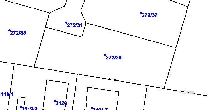 Parcela st. 272/36 v KÚ Sestrouň, Katastrální mapa