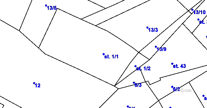 Parcela st. 1/1 v KÚ Sedlec u Mšena, Katastrální mapa