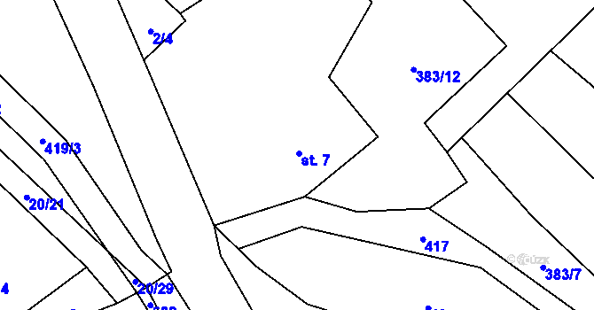 Parcela st. 7 v KÚ Sedlec u Mšena, Katastrální mapa