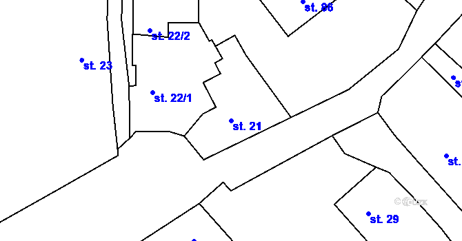 Parcela st. 21 v KÚ Sedlec u Mšena, Katastrální mapa