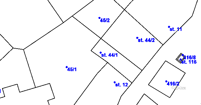 Parcela st. 44/1 v KÚ Sedlec u Mšena, Katastrální mapa