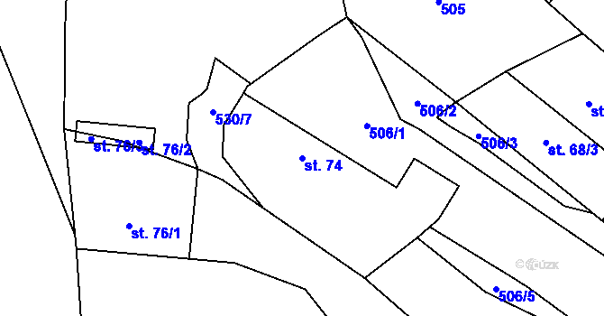 Parcela st. 74 v KÚ Sedlec u Mšena, Katastrální mapa