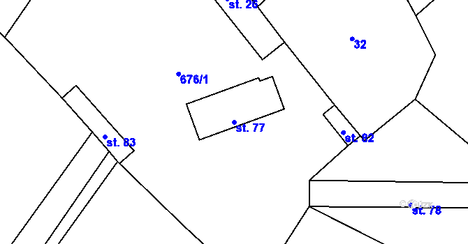 Parcela st. 77 v KÚ Sedlec u Mšena, Katastrální mapa