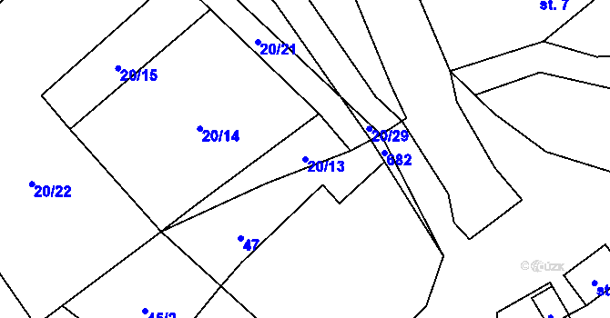 Parcela st. 20/13 v KÚ Sedlec u Mšena, Katastrální mapa