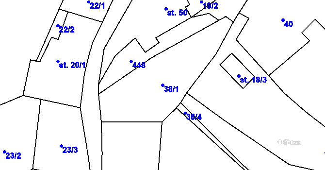 Parcela st. 38/1 v KÚ Sedlec u Mšena, Katastrální mapa