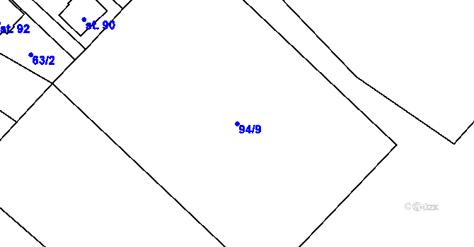 Parcela st. 94/9 v KÚ Sedlec u Mšena, Katastrální mapa