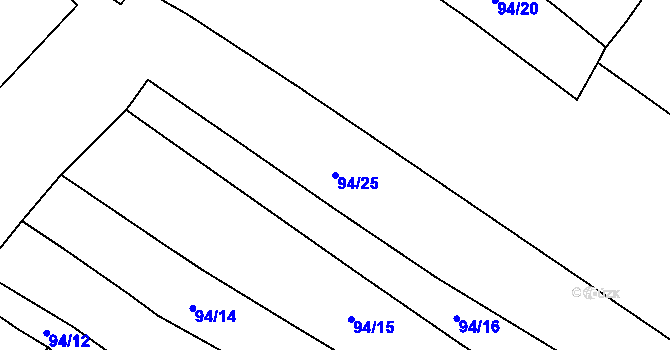 Parcela st. 94/25 v KÚ Sedlec u Mšena, Katastrální mapa