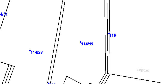 Parcela st. 114/19 v KÚ Sedlec u Mšena, Katastrální mapa