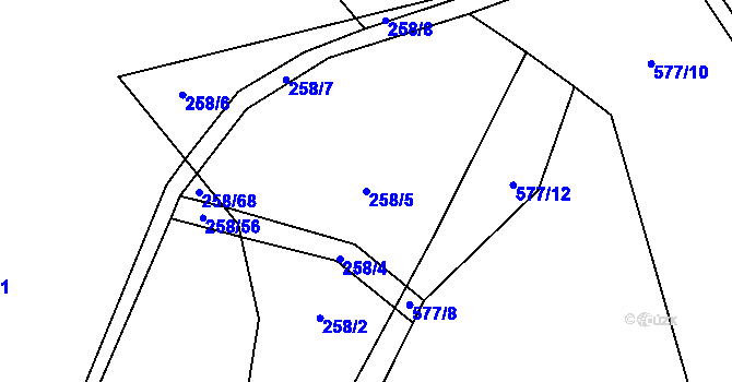 Parcela st. 258/5 v KÚ Sedlec u Mšena, Katastrální mapa