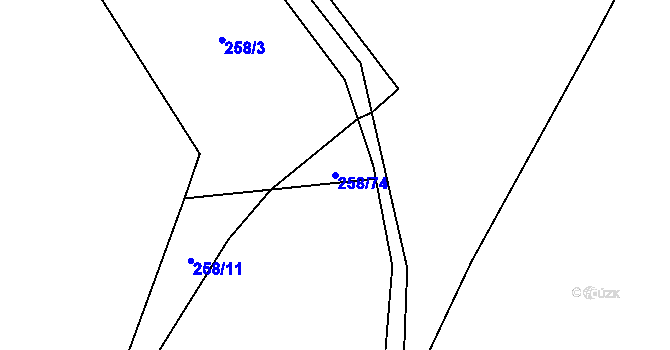 Parcela st. 258/74 v KÚ Sedlec u Mšena, Katastrální mapa