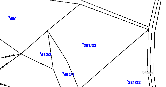Parcela st. 281/33 v KÚ Sedlec u Mšena, Katastrální mapa