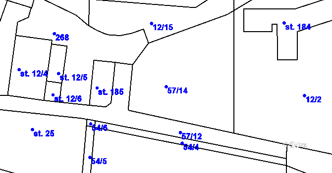 Parcela st. 57/14 v KÚ Sedlec u Líbeznic, Katastrální mapa
