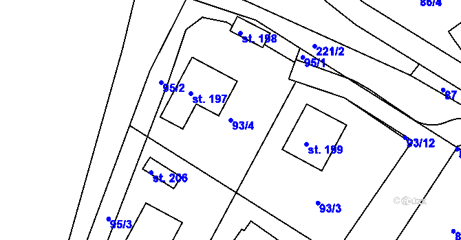 Parcela st. 93/4 v KÚ Sedlec u Líbeznic, Katastrální mapa