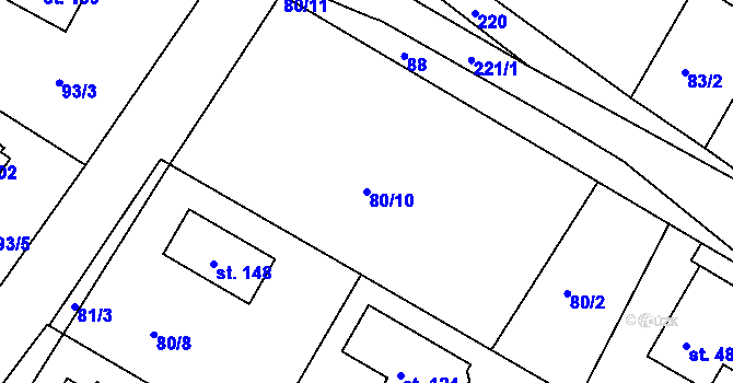 Parcela st. 80/10 v KÚ Sedlec u Líbeznic, Katastrální mapa