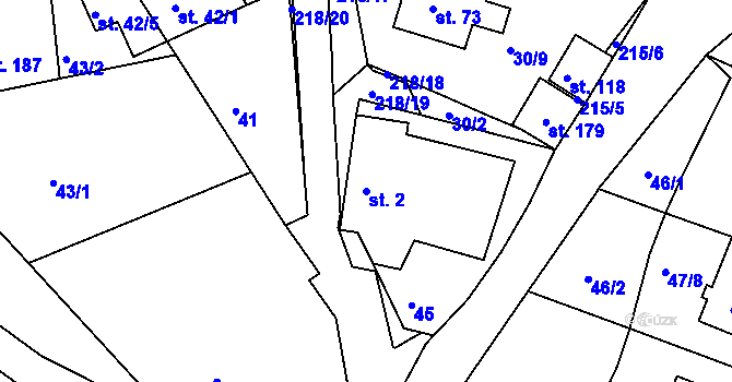Parcela st. 2 v KÚ Sedlec u Líbeznic, Katastrální mapa