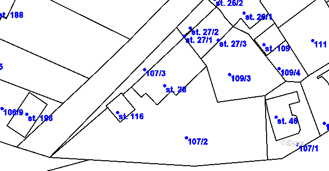 Parcela st. 28 v KÚ Sedlec u Líbeznic, Katastrální mapa